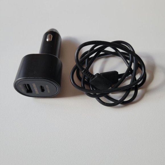SAMSUNG Super Fast Dual Car Charger (45W+15W) w/Type-C Charging Cable SET OEM - Picture 2 of 4
